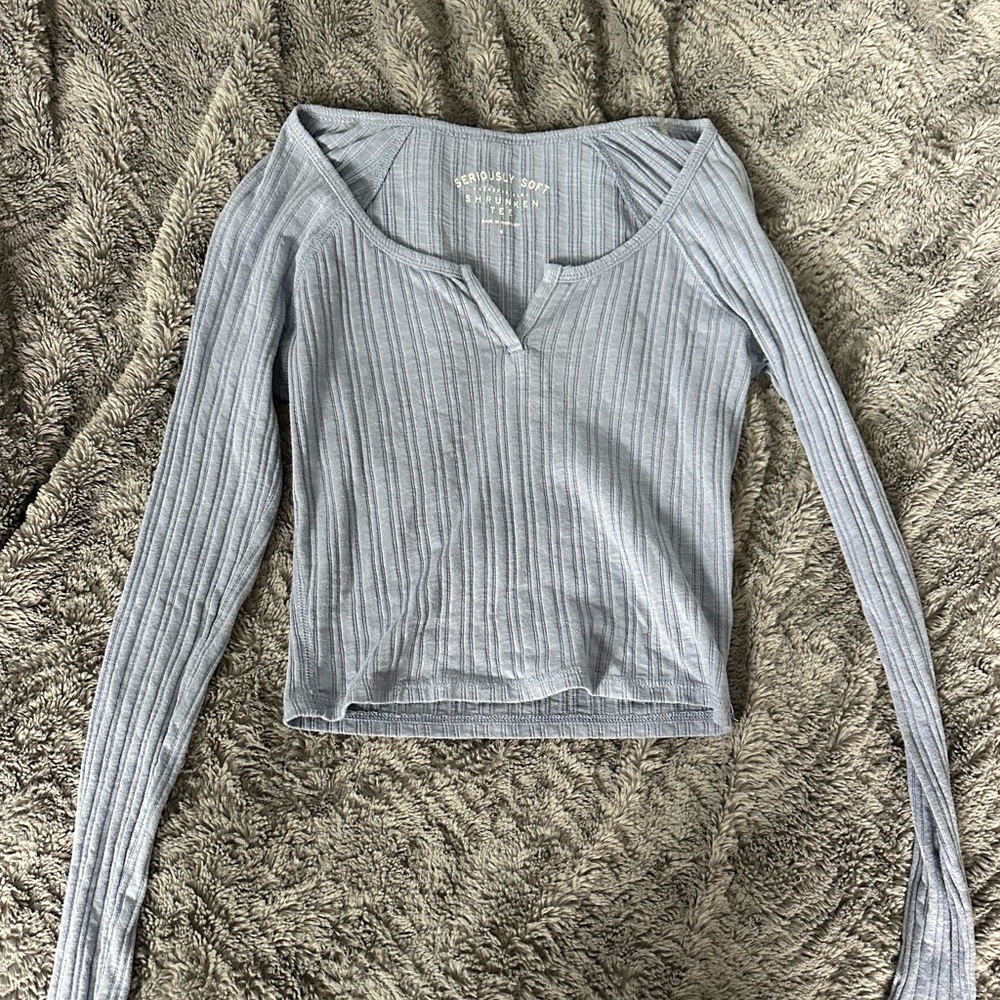Women's Light Blue Long Sleeve Top
